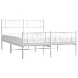 Metal Bed Frame without Mattress with Footboard White 150x200 cm - Side View