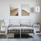 Metal Bed Frame without Mattress with Footboard White 150x200 cm