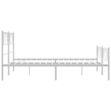 Metal Bed Frame without Mattress with Footboard White 150x200 cm - Rear View