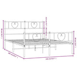 Metal Bed Frame without Mattress with Footboard White 150x200 cm