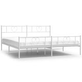 Metal Bed Frame without Mattress with Footboard White 183x203 cm King - Front View