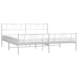 Metal Bed Frame without Mattress with Footboard White 183x203 cm King
