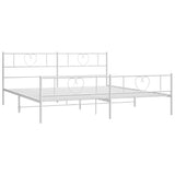 Metal Bed Frame without Mattress with Footboard White 183x203 cm King - 45-Degree Angle