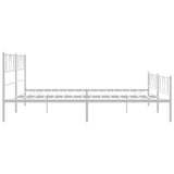 Metal Bed Frame without Mattress with Footboard White 183x203 cm King - Rear View