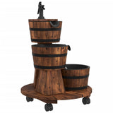 Wheeled Water Fountain with Pump 55x55x80 cm Solid Wood Fir - Front View