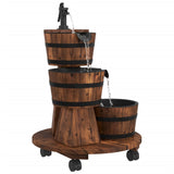 Wheeled Water Fountain with Pump 55x55x80 cm Solid Wood Fir - Side View