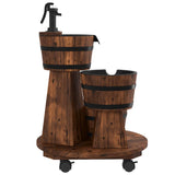 Wheeled Water Fountain with Pump 55x55x80 cm Solid Wood Fir - 45-Degree Angle