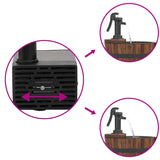 Wheeled Water Fountain with Pump 55x55x80 cm Solid Wood Fir - Rear View