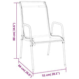 3 Piece Garden Dining Set Black Steel and Textilene - Rear View