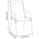 3 Piece Garden Dining Set Black Steel and Textilene - Rear View
