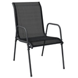 5 Piece Garden Dining Set Black Steel and Textilene - Side View