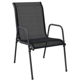 5 Piece Garden Dining Set Black Steel and Textilene - Side View