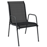 5 Piece Garden Dining Set Black Steel and Textilene - Side View