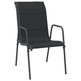 9 Piece Garden Dining Set Black Steel and Textilene - Side View