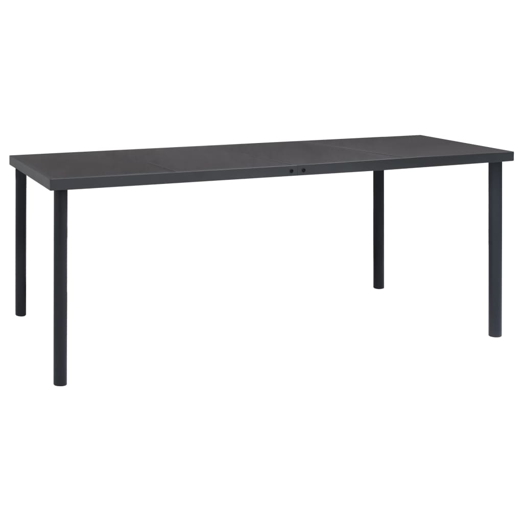 9 Piece Garden Dining Set Black Steel and Textilene