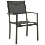 7 Piece Garden Dining Set Black Steel and Textilene - Side View