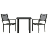 3 Piece Garden Dining Set Black Steel and Textilene