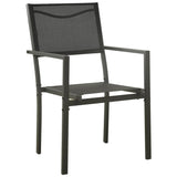 5 Piece Garden Dining Set Black Steel and Textilene - Side View