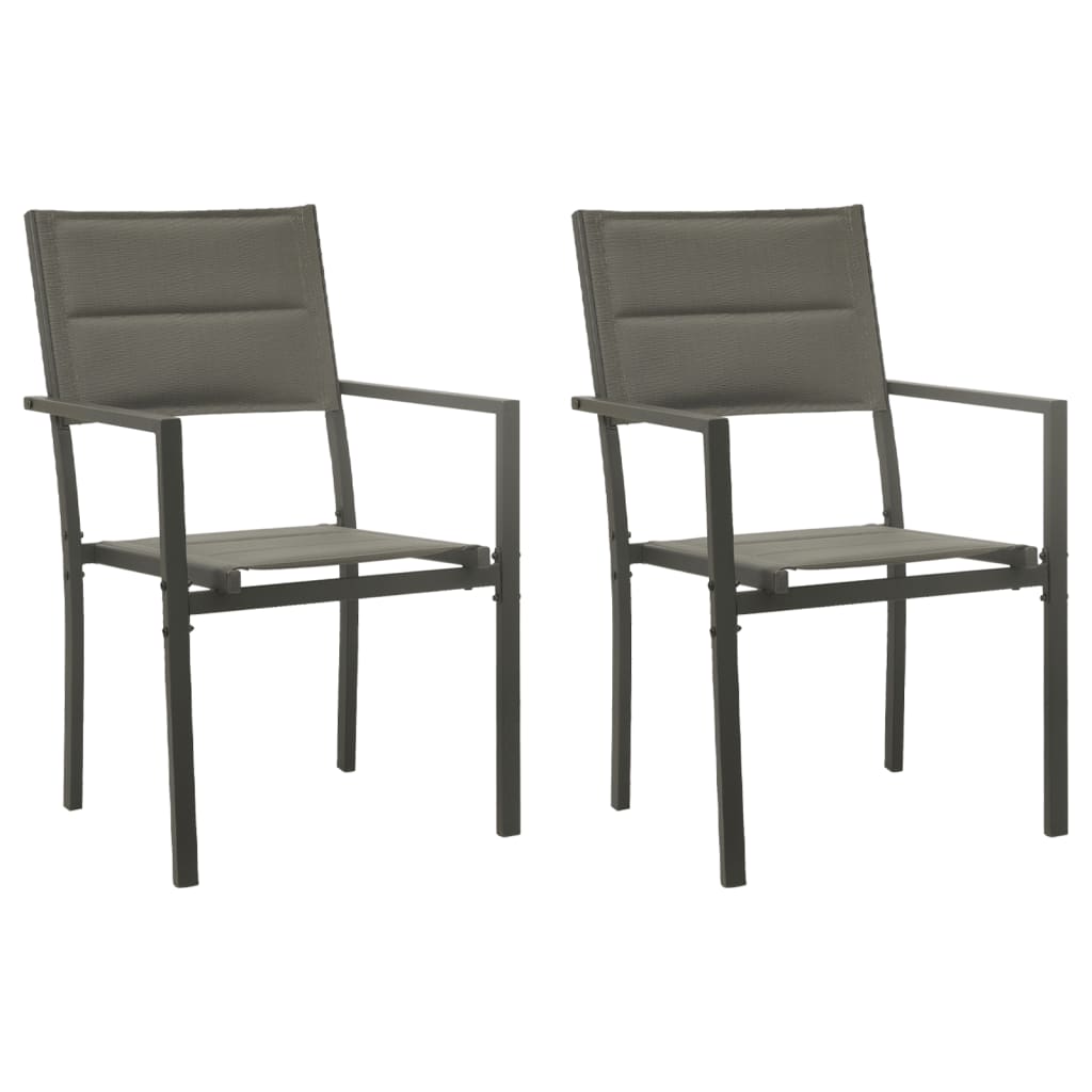 3 Piece Garden Dining Set Black Steel and Textilene