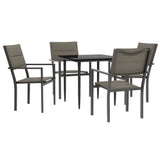 5 Piece Garden Dining Set Black Steel and Textilene - Front View