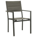 5 Piece Garden Dining Set Black Steel and Textilene - Top-Down View