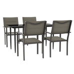 5 Piece Garden Dining Set Black Steel and Textilene