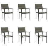 7 Piece Garden Dining Set Black Steel and Textilene - Side View