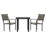 3 Piece Garden Dining Set Black Steel and Textilene