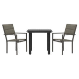 3 Piece Garden Dining Set Black Steel and Textilene - Front View