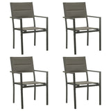 5 Piece Garden Dining Set Black Steel and Textilene - Side View