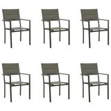 7 Piece Garden Dining Set Black Steel and Textilene - Side View