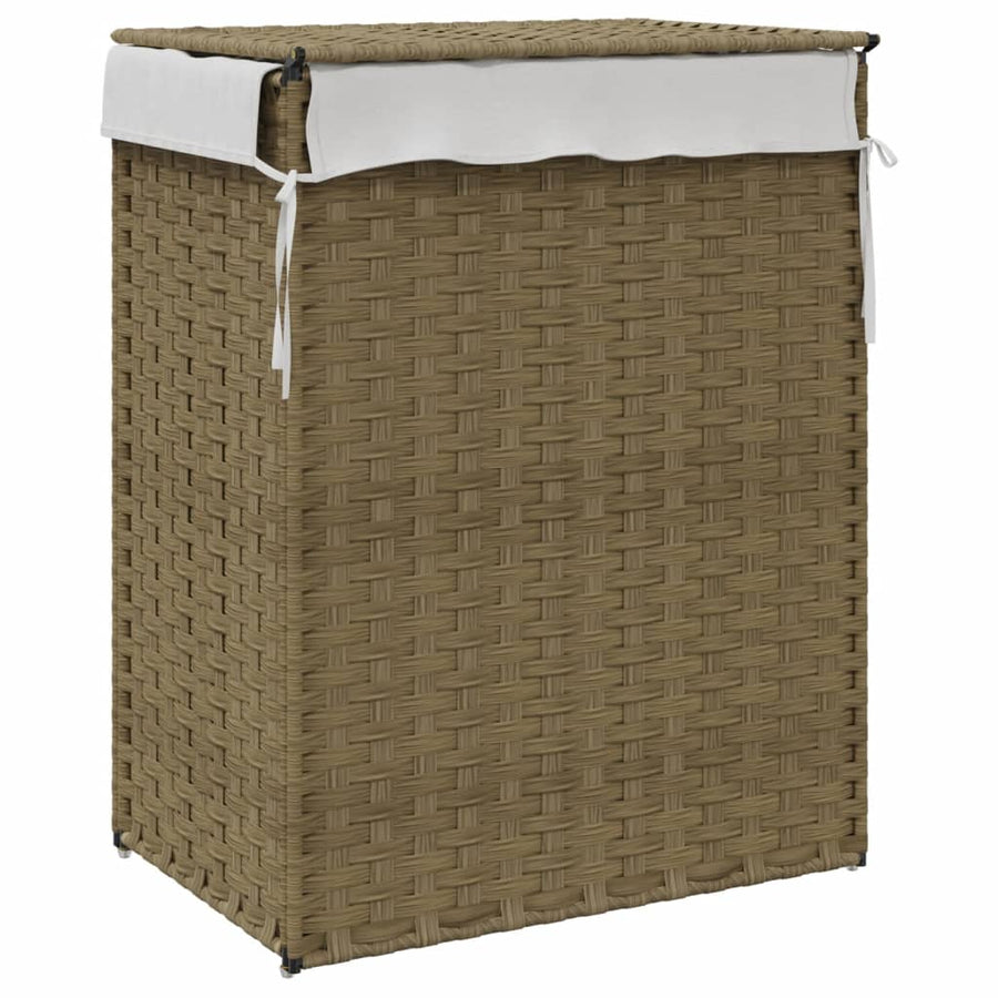 Laundry Basket with Lid 46x33x60 cm Poly Rattan