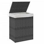 Laundry Basket with Lid Grey 46x33x60 cm Poly Rattan