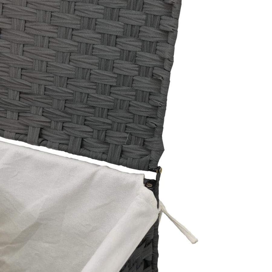 Laundry Basket with Lid Grey 46x33x60 cm Poly Rattan