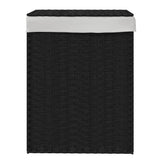 Laundry Basket with Lid Black 46x33x60 cm Poly Rattan - Side View