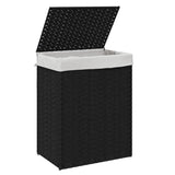 Laundry Basket with Lid Black 46x33x60 cm Poly Rattan - Top-Down View