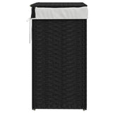 Laundry Basket with Lid Black 46x33x60 cm Poly Rattan - 45-Degree Angle