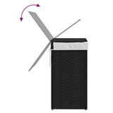 Laundry Basket with Lid Black 46x33x60 cm Poly Rattan - Close-Up Angle