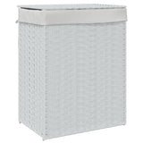 Laundry Basket with Lid White 46x33x60 cm Poly Rattan - Front View