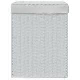 Laundry Basket with Lid White 46x33x60 cm Poly Rattan - Side View