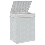 Laundry Basket with Lid White 46x33x60 cm Poly Rattan - Top-Down View