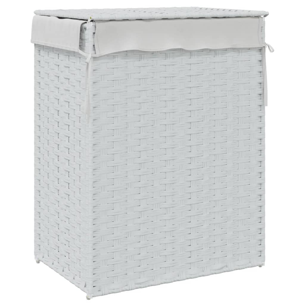 Laundry Basket with Lid White 46x33x60 cm Poly Rattan
