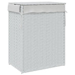 Laundry Basket with Lid White 46x33x60 cm Poly Rattan