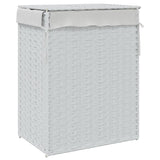 Laundry Basket with Lid White 46x33x60 cm Poly Rattan - Rear View