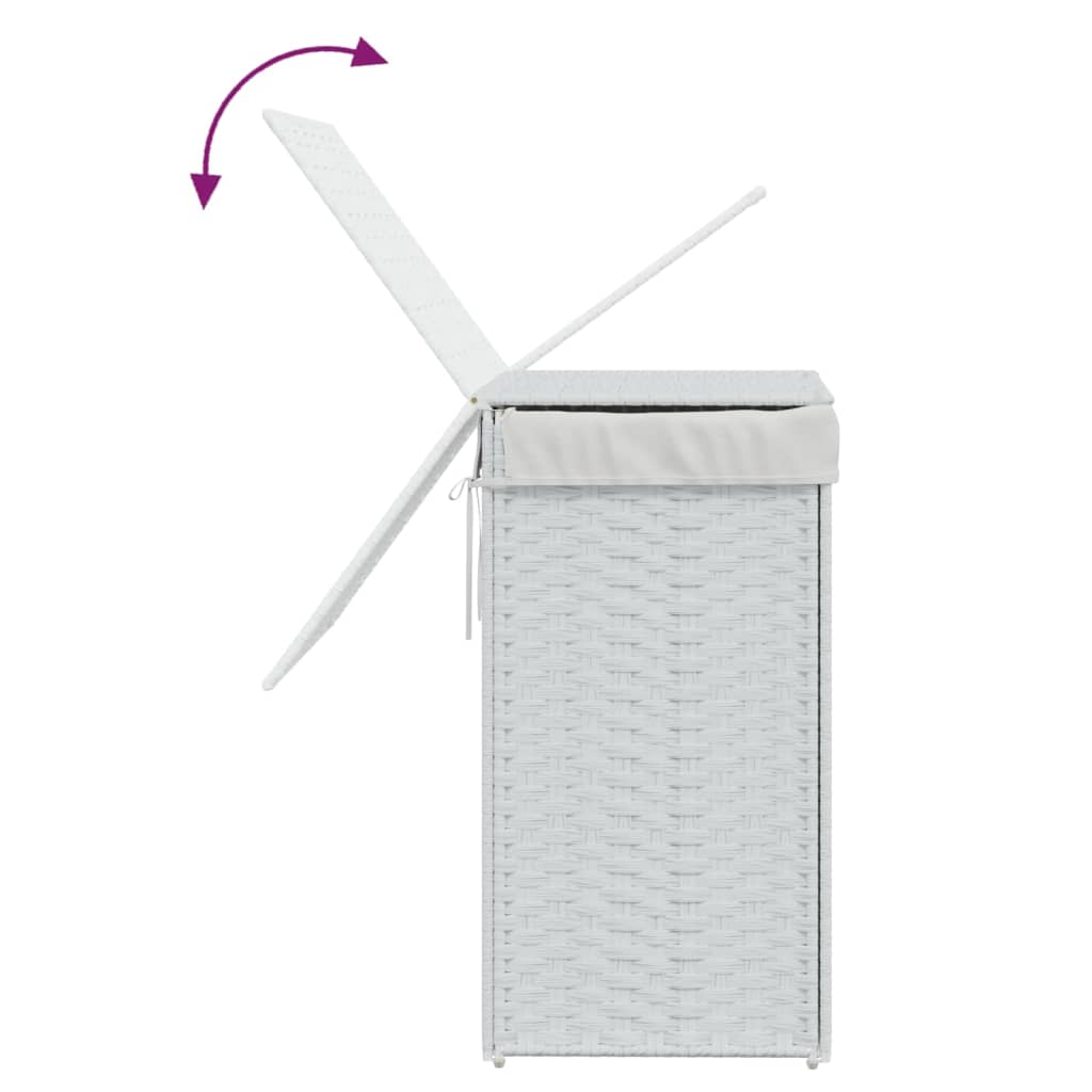 Laundry Basket with Lid White 46x33x60 cm Poly Rattan