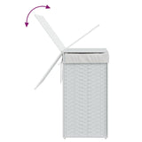 Laundry Basket with Lid White 46x33x60 cm Poly Rattan - Close-Up Angle