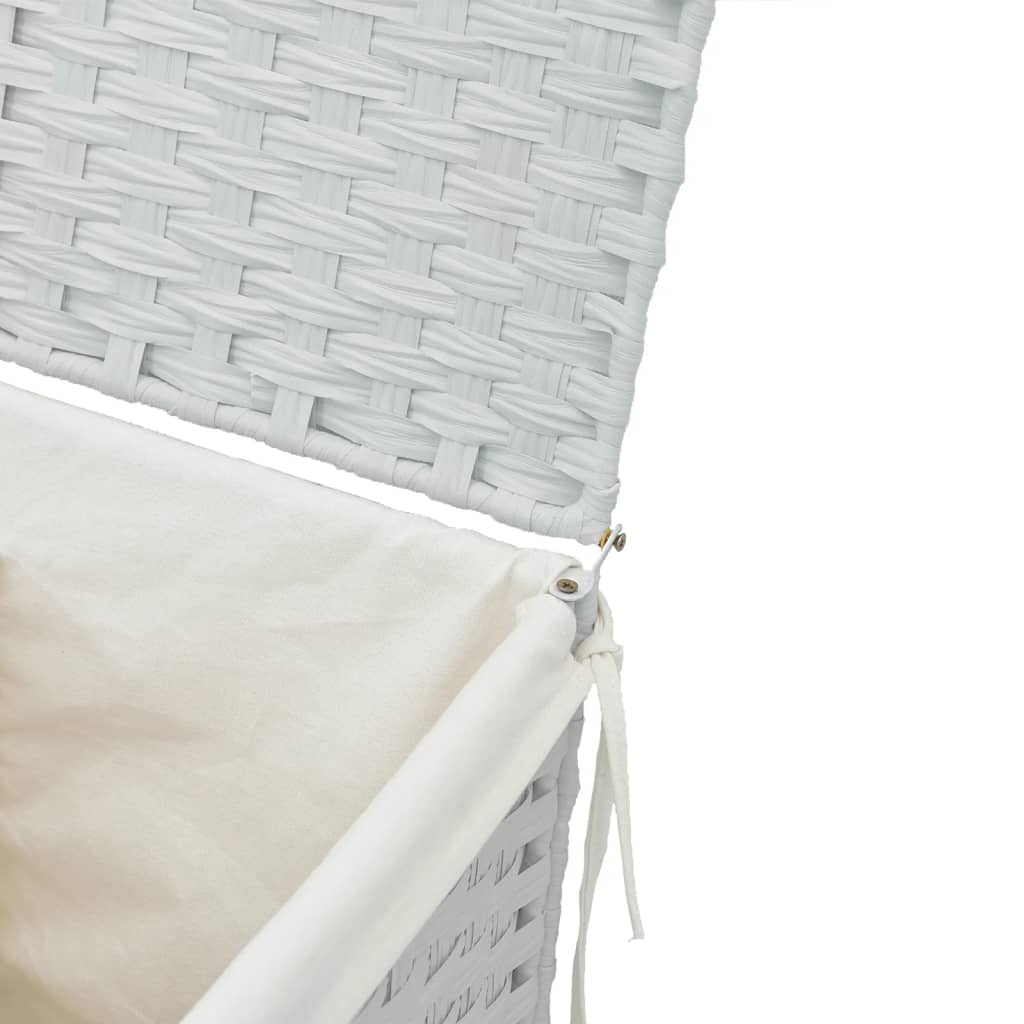 Laundry Basket with Lid White 46x33x60 cm Poly Rattan