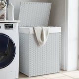 Laundry Basket with Lid White 46x33x60 cm Poly Rattan
