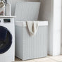 Laundry Basket with Lid White 46x33x60 cm Poly Rattan