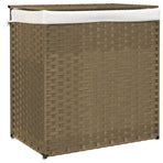 Laundry Basket with 2 Sections 53x35x57 cm Poly Rattan